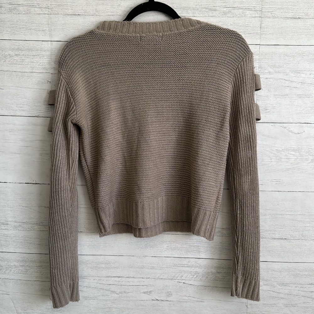Serendipity By Victoria Brown Cut Out Side Long Sleeve Pullover Sweater | SIZE M - Picture 2 of 6